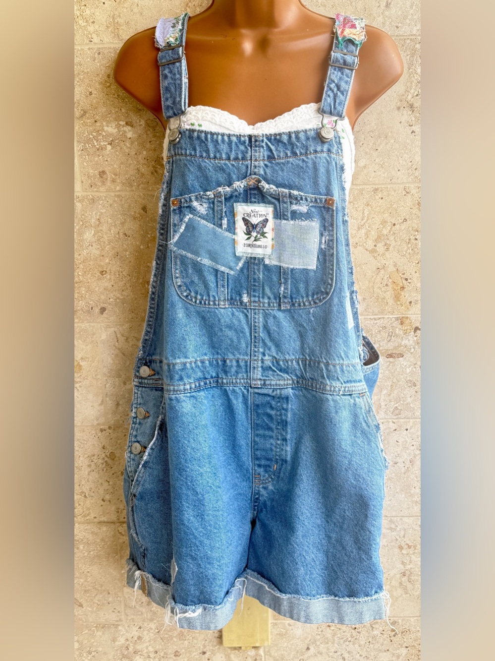 One Of A Kind Denim Shorts Overalls